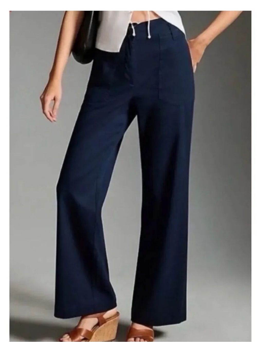 Mauve Navy Naomi Wide-Leg High-Rise Trousers